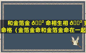 和金箔金 🌲 命相生相 🌲 克命格（金箔金命和金箔金命在一起好吗）